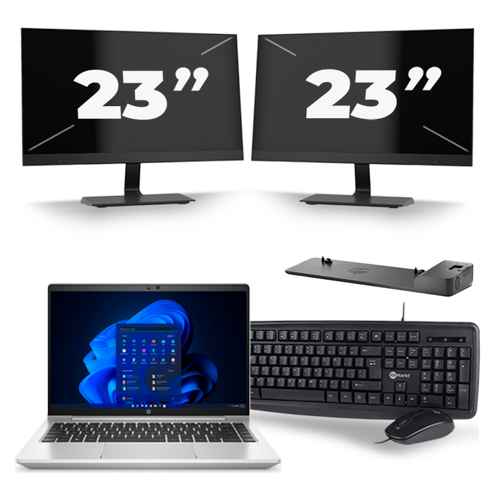 HP ProBook 640 G8 - Intel Core i5-11e Generatie - 14 inch - 16GB RAM - 512GB SSD - Windows 11 + 2x 23 inch Monitor
