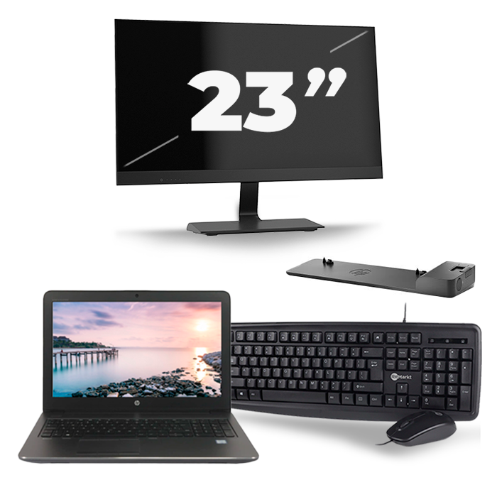 HP ZBook 15u G3 - Intel Core i7-6e Generatie - 15 inch - 16GB RAM - 512GB SSD - Windows 11 + 1x 23 inch Monitor