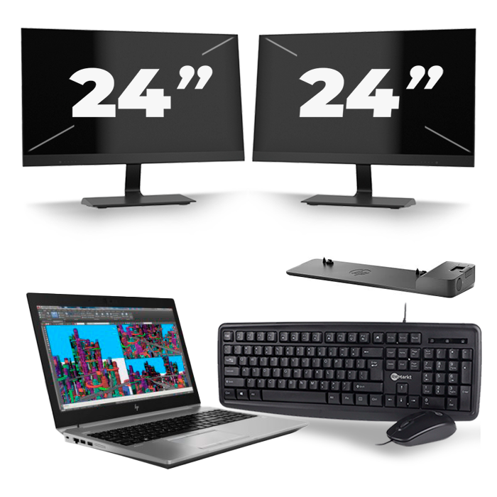 HP ZBook 15 G5 - Intel Core i7-8e Generatie - 15 inch - 16GB RAM - 512GB SSD - Windows 11 + 2x 24 inch Monitor
