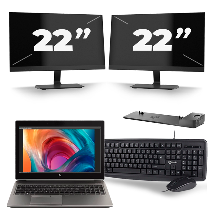 HP ZBook 15 G6 - Intel Core i9-9e Generatie - 15 inch - 16GB RAM - 512GB SSD - Windows 11 Home + 2x 22 inch Monitor