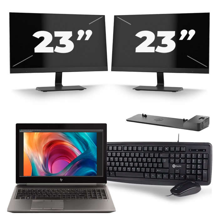 HP ZBook 15 G6 - Intel Core i9-9e Generatie - 15 inch - 16GB RAM - 512GB SSD - Windows 11 Home + 2x 23 inch Monitor