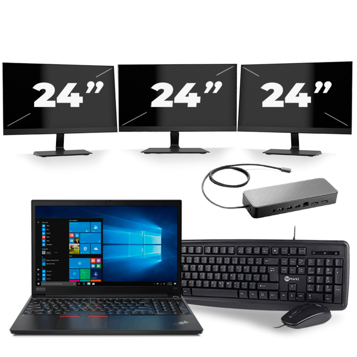 Lenovo ThinkPad E15 Gen 2 - Intel Core i5-11e Generatie - 15 inch - 16GB RAM - 512GB SSD - Windows 11 + 3x 24 inch Monitor