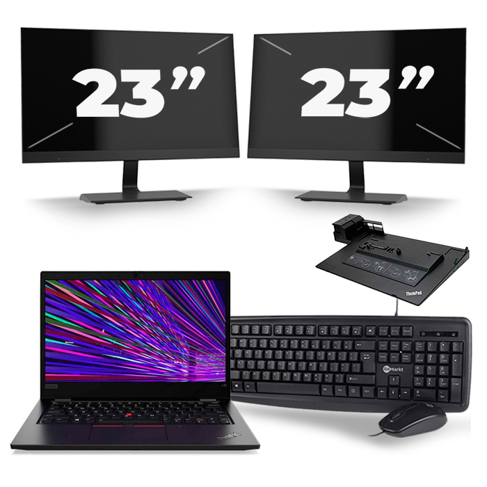 Lenovo ThinkPad L13 - Intel Core i3-10e Generatie - 13 inch - 4GB RAM - 512GB SSD - Windows 11 + 2x 23 inch Monitor