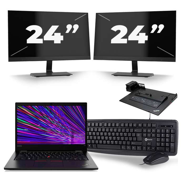 Lenovo ThinkPad L13 - Intel Core i3-10e Generatie - 13 inch - 4GB RAM - 512GB SSD - Windows 11 + 2x 24 inch Monitor