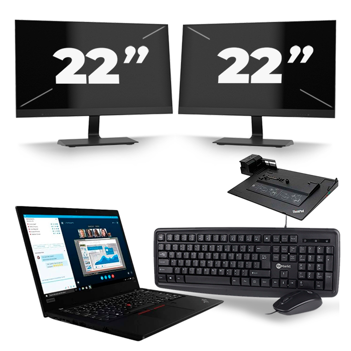 Lenovo ThinkPad L490 - Intel Core i5-8e Generatie - 14 inch - 16GB RAM - 512GB SSD - Windows 11 + 2x 22 inch Monitor