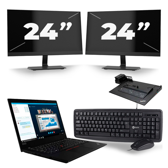 Lenovo ThinkPad L490 - Intel Core i5-8e Generatie - 14 inch - 16GB RAM - 512GB SSD - Windows 11 + 2x 24 inch Monitor