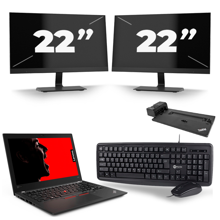 Lenovo ThinkPad X280 - Intel Core i7-8e Generatie - 12 inch - 8GB RAM - 512GB SSD - Windows 11 + 2x 22 inch Monitor