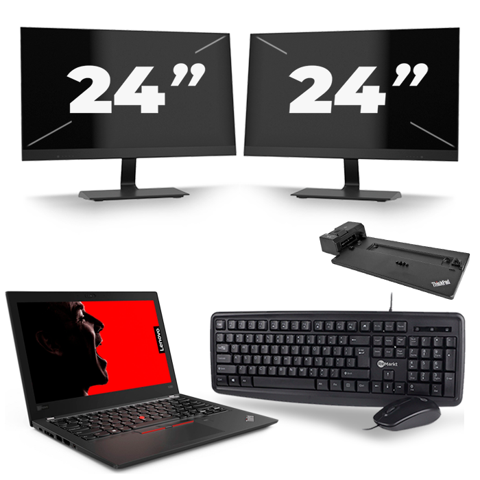 Lenovo ThinkPad X280 - Intel Core i7-8e Generatie - 12 inch - 8GB RAM - 512GB SSD - Windows 11 + 2x 24 inch Monitor