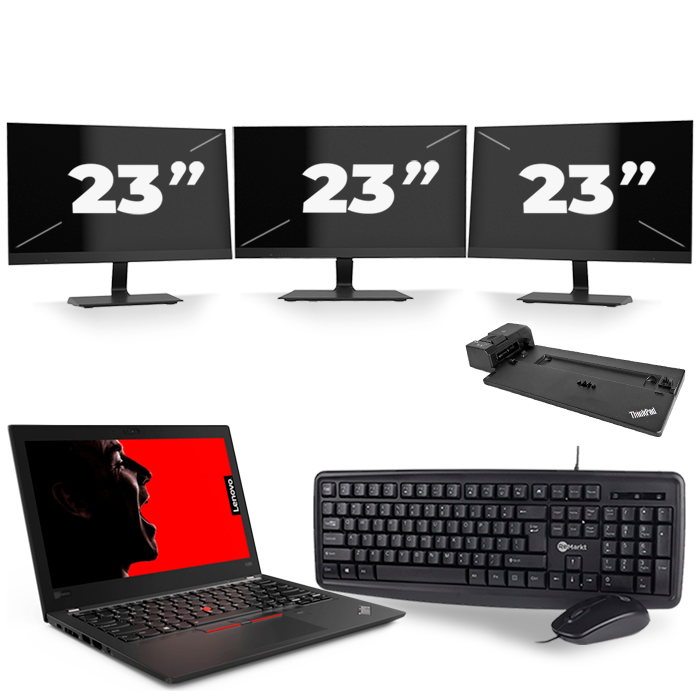Lenovo ThinkPad X280 - Intel Core i7-8e Generatie - 12 inch - 8GB RAM - 512GB SSD - Windows 11 + 3x 23 inch Monitor