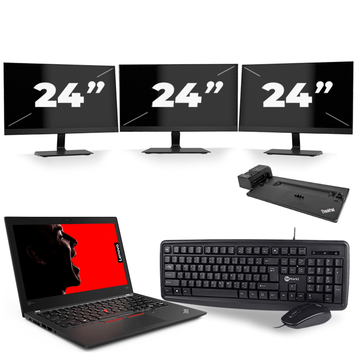 Lenovo ThinkPad X280 - Intel Core i7-8e Generatie - 12 inch - 8GB RAM - 512GB SSD - Windows 11 + 3x 24 inch Monitor