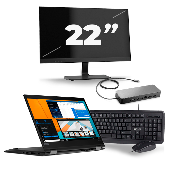 Lenovo ThinkPad X390 - Intel Core i5-8e Generatie - 13 inch - 8GB RAM - 512GB SSD - Windows 11 + 1x 22 inch Monitor
