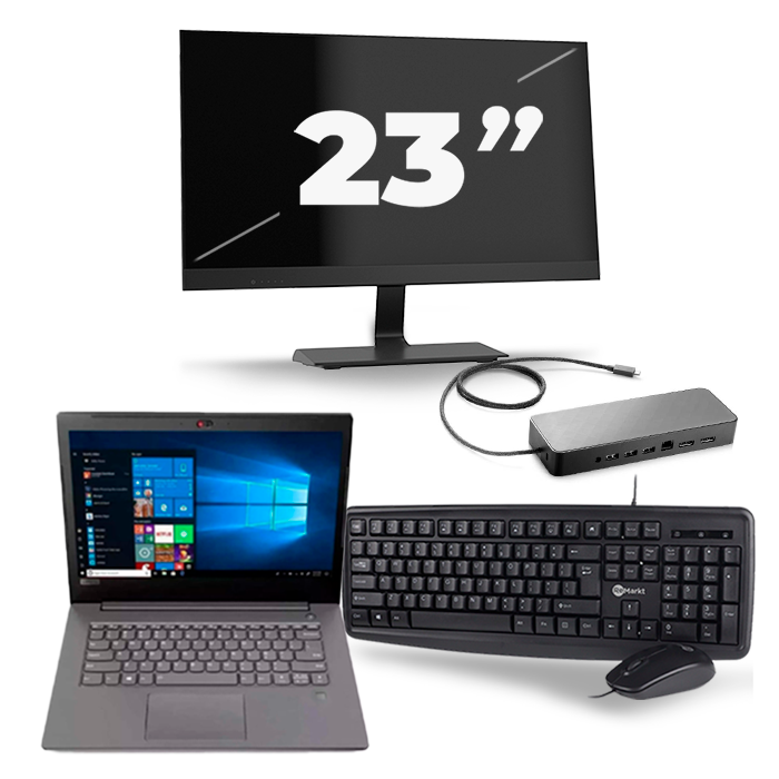 Lenovo V330-14ARR - AMD Ryzen 5 2500U - 14 inch - 8GB RAM - 256GB SSD - Windows 10 + 1x 23 inch Monitor