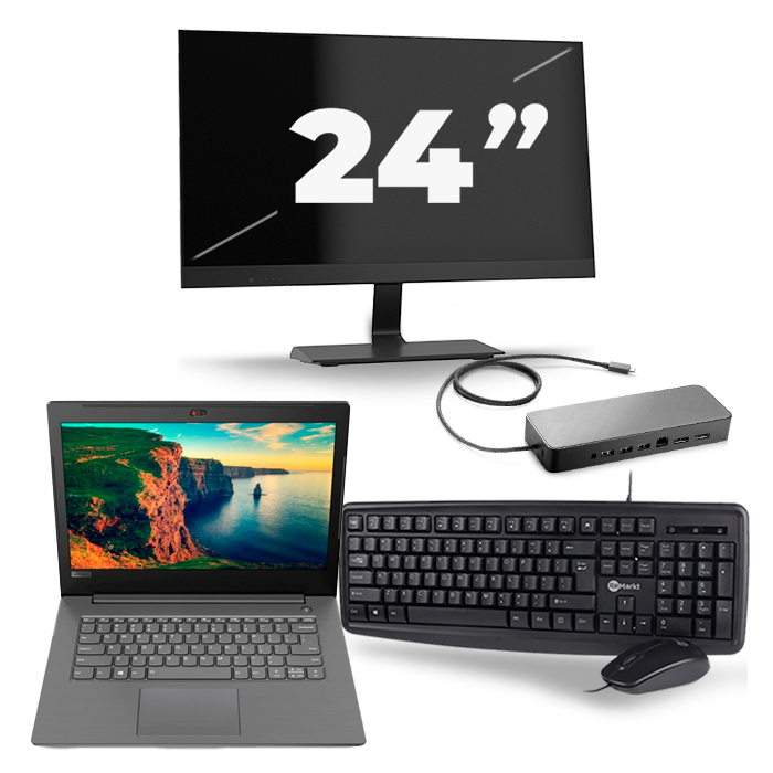 Lenovo V330-14IKB - Intel Core i5-8e Generatie - 14 inch - 16GB RAM - 512GB SSD - Windows 11 + 1x 24 inch Monitor