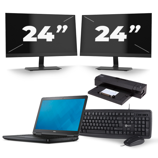 Dell Latitude E5540 - Intel Core i5-4e Generatie - 15 inch - 8GB RAM - 256GB SSD - Windows 11 + 2x 24 inch Monitor
