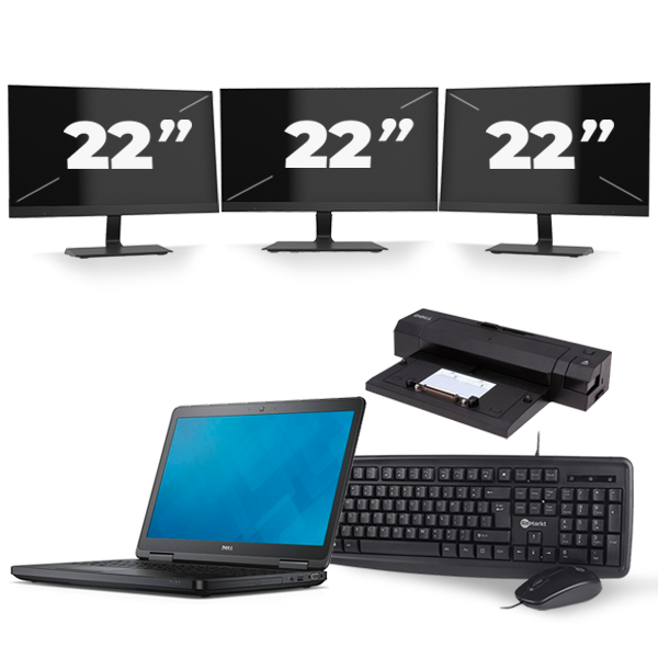 Dell Latitude E5540 - Intel Core i5-4e Generatie - 15 inch - 8GB RAM - 256GB SSD - Windows 11 + 3x 22 inch Monitor