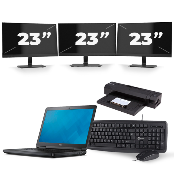 Dell Latitude E5540 - Intel Core i5-4e Generatie - 15 inch - 8GB RAM - 256GB SSD - Windows 11 + 3x 23 inch Monitor