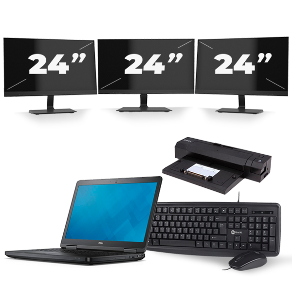 Dell Latitude E5540 - Intel Core i5-4e Generatie - 15 inch - 8GB RAM - 256GB SSD - Windows 11 + 3x 24 inch Monitor