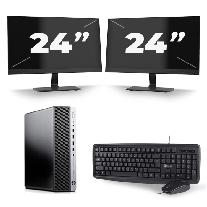 HP EliteDesk 800 G3 SFF - Intel Core i3-6e Generatie - 8GB RAM - 128GB SSD - Windows 11 + 2x 24 inch Monitor