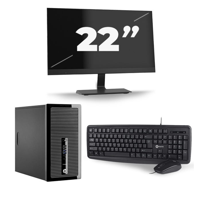 HP ProDesk 400 G3 Micro Tower - Intel Core i3-6e Generatie - 8GB RAM - 128GB SSD - Windows 11 + 1x 22 inch Monitor