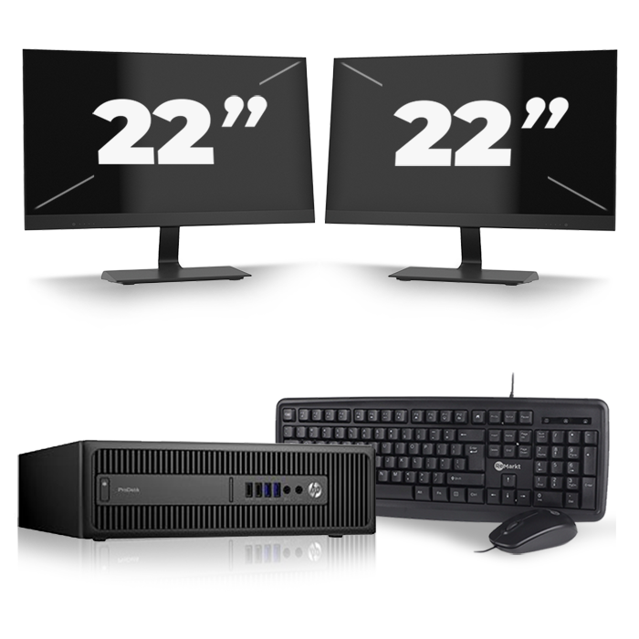 HP ProDesk 600 G2 SFF - Intel Core i3-6e Generatie - 8GB RAM - 128GB SSD - Windows 11 + 2x 22 inch Monitor