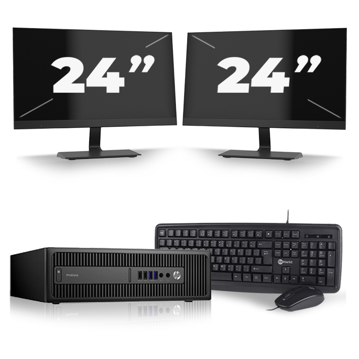 HP ProDesk 600 G2 SFF - Intel Core i3-6e Generatie - 8GB RAM - 128GB SSD - Windows 11 + 2x 24 inch Monitor