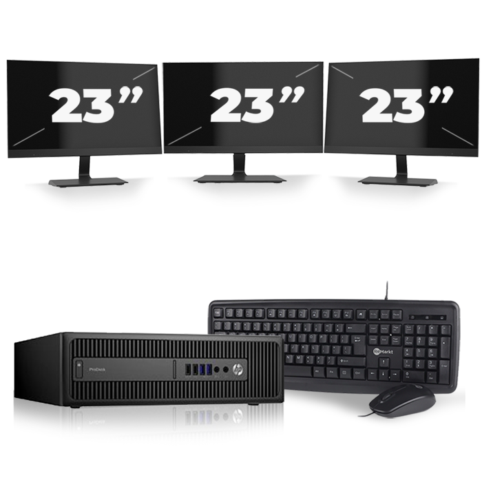 HP ProDesk 600 G2 SFF - Intel Core i3-6e Generatie - 8GB RAM - 128GB SSD - Windows 11 + 3x 23 inch Monitor