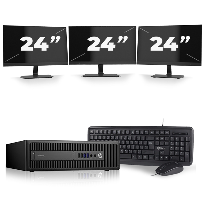 HP ProDesk 600 G2 SFF - Intel Core i3-6e Generatie - 8GB RAM - 128GB SSD - Windows 11 + 3x 24 inch Monitor