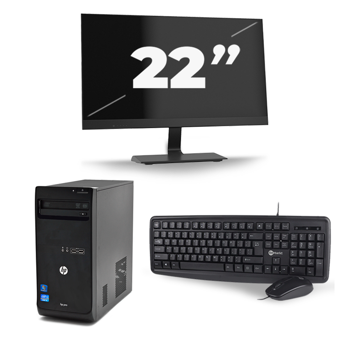 HP Pro 3400 Micro Tower - Intel Core i3-3e Generatie - 8GB RAM - 128GB SSD - Windows 10 + 1x 22 inch Monitor