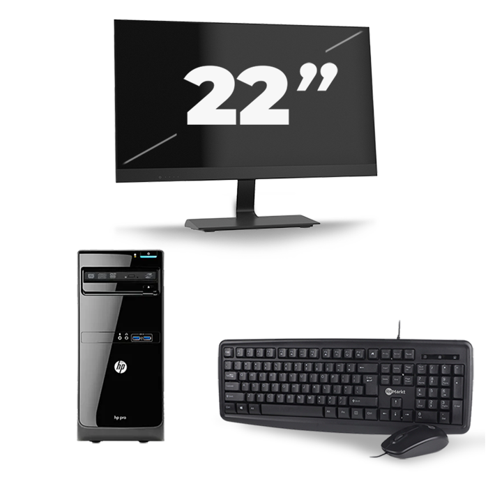 HP Pro 3500 Micro Tower - Intel Core i3-3e Generatie - 8GB RAM - 128GB SSD - Windows 10 + 1x 22 inch Monitor