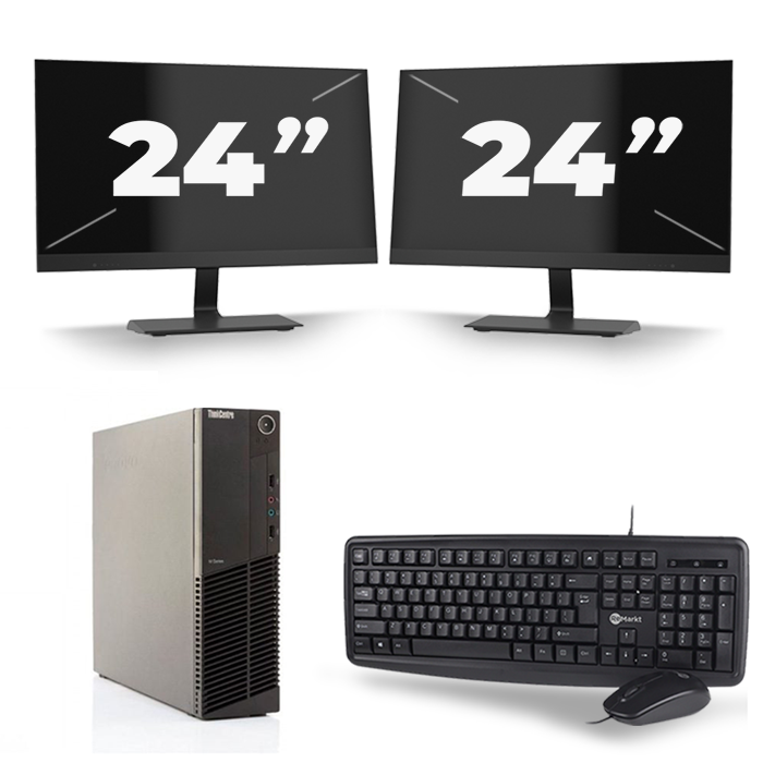 Lenovo ThinkCentre M82 SFF - Intel Core i5-3e Generatie - 8GB RAM - 256GB SSD - Windows 10 + 2x 24 inch Monitor