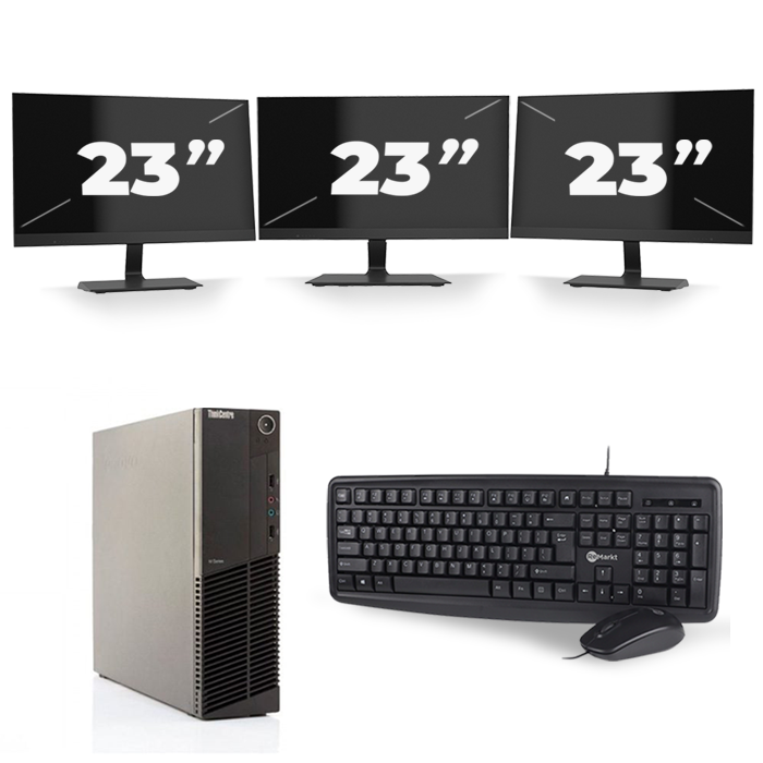 Lenovo ThinkCentre M82 SFF - Intel Core i3-3e Generatie - 8GB RAM - 128GB SSD - Windows 10 + 3x 23 inch Monitor