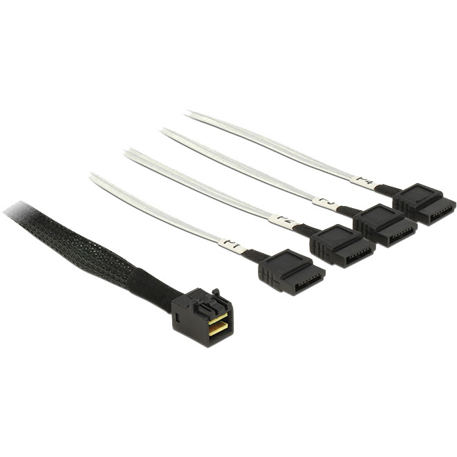 DeLOCK Cable Mini SAS HD SFF-8643 > 4 x SATA 7 Pin, 0,5m Kabel