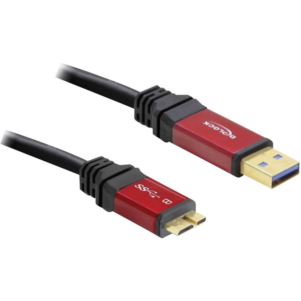 Delock USB-kabel USB 3.2 Gen1 (USB 3.0 / USB 3.1 Gen1) USB-A stekker, USB-micro-B 3.0 stekker 1.00 m Rood, Zwart Vergulde steekcontacten, UL gecertificeerd