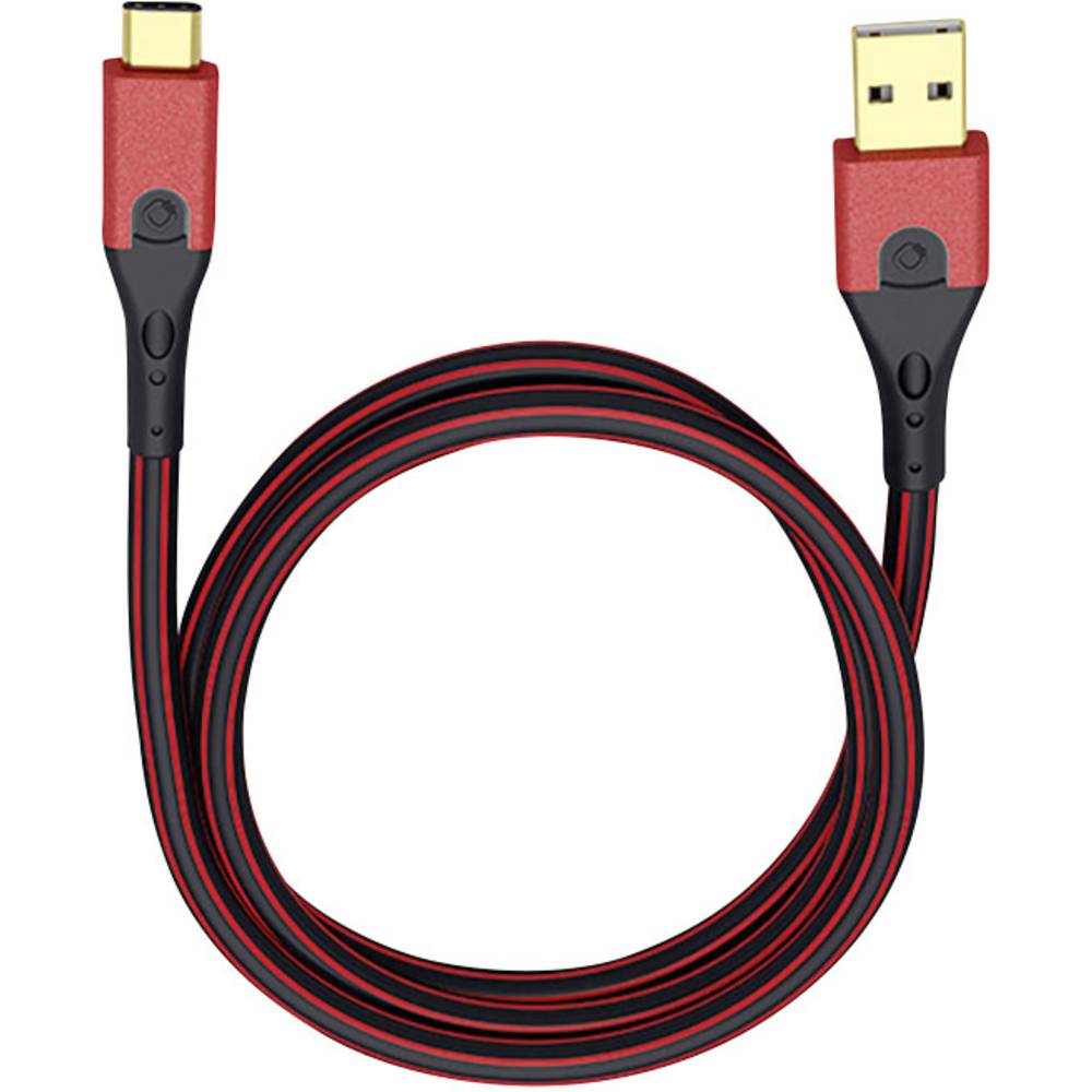 Oehlbach USB 3.2 Gen 1 (USB 3.0) [1x USB 3.2 Gen 1 stekker A (USB 3.0) - 1x USB-C stekker] 0.50 m Rood/zwart Vergulde steekcontacten  USB Evolution C3