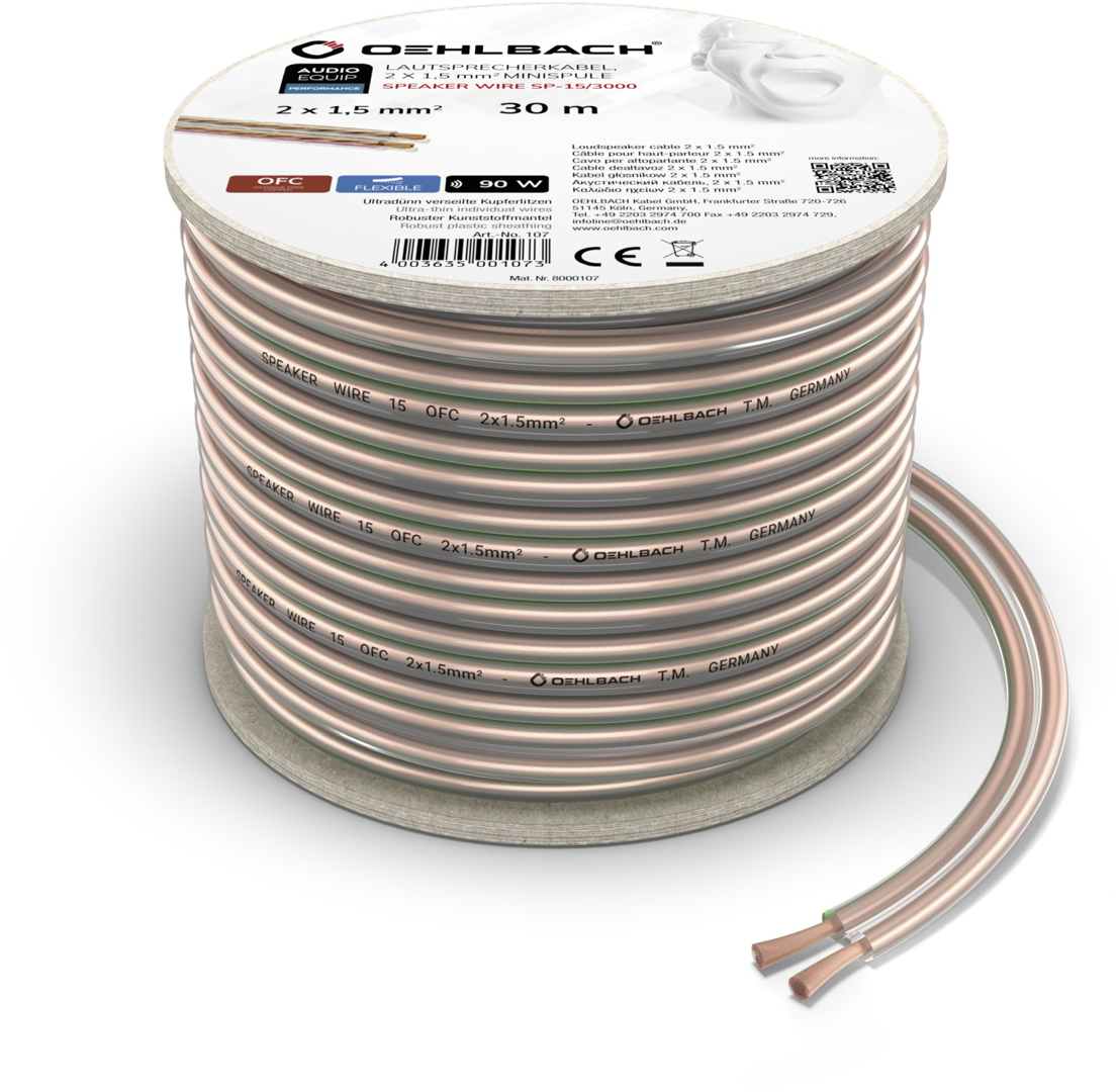 Oehlbach SPEAKER WIRE SP-15 LUIDSPREKERKABEL 2 X 1,5 MM 30 meter