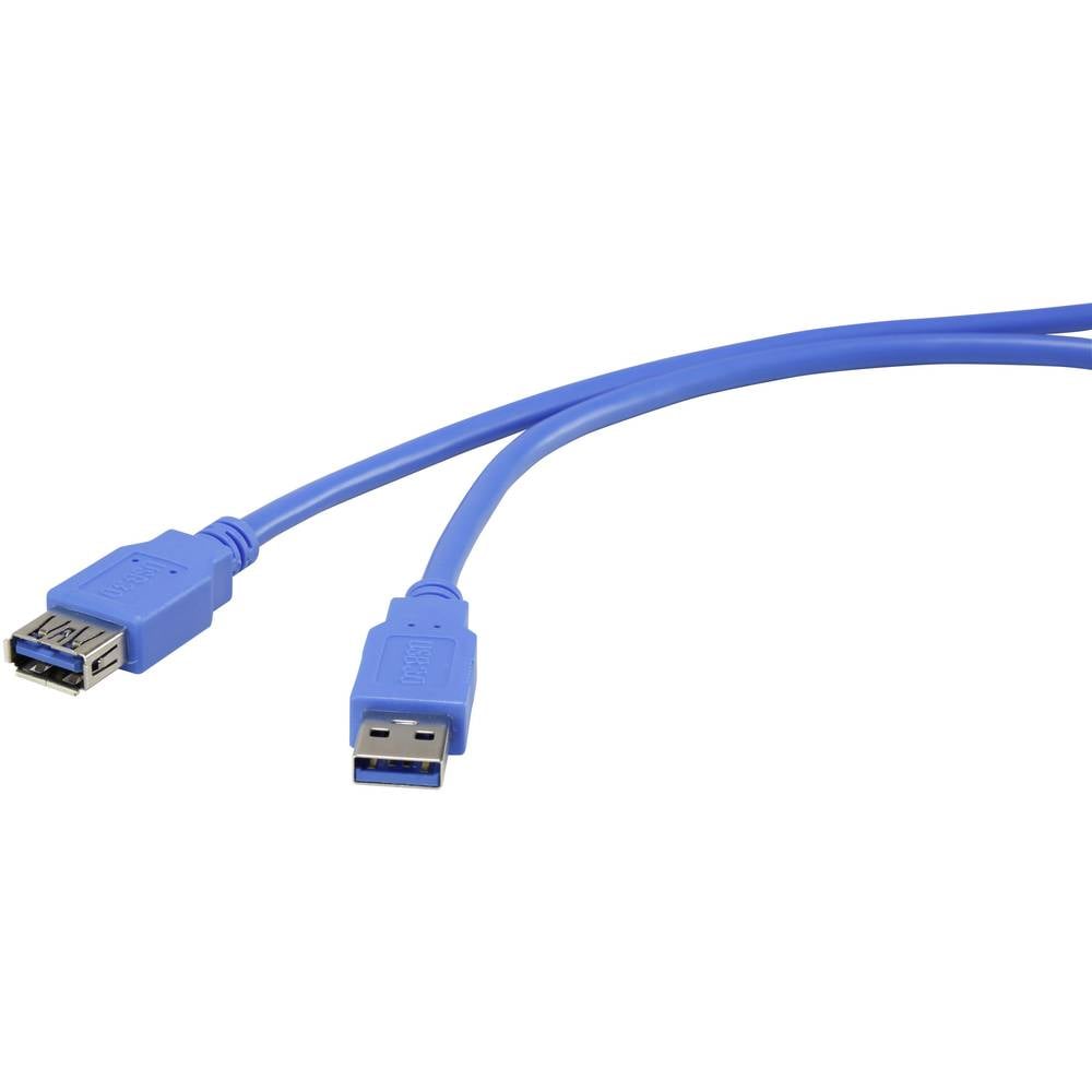 Renkforce USB-kabel USB 3.2 Gen1 (USB 3.0 / USB 3.1 Gen1) USB-A stekker, USB-A bus 1.80 m Blauw Vergulde steekcontacten RF-4262127