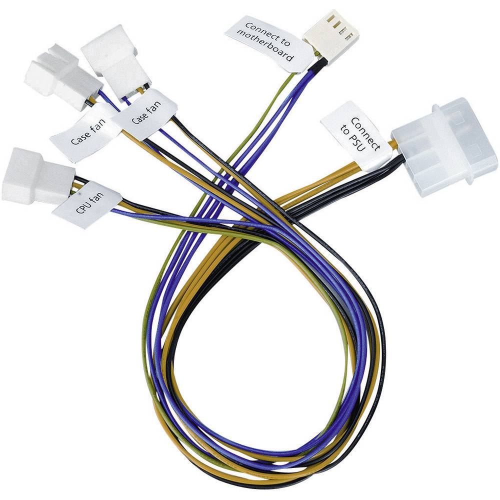 Akasa Aansluitkabel PC-ventilator [3x PC-ventilatorstekker 3-polig, PC-ventilatorstekker 4-polig - 1x IDE-stroomstekker 4-polig] 0.30 m 