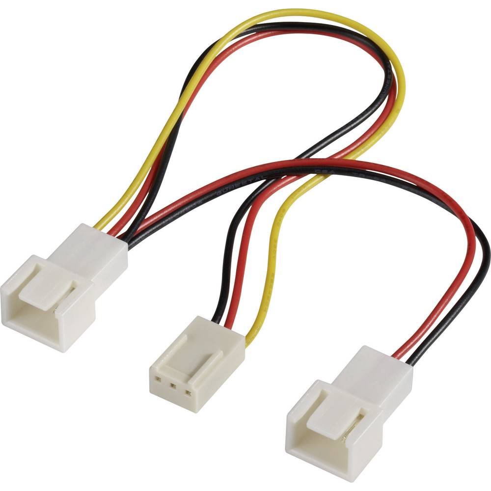 Akasa Y-kabel PC-ventilator [2x PC-ventilatorstekker 3-polig - 1x PC-ventilatorbus 3-polig] 0.15 m Zwart, Rood, Geel 