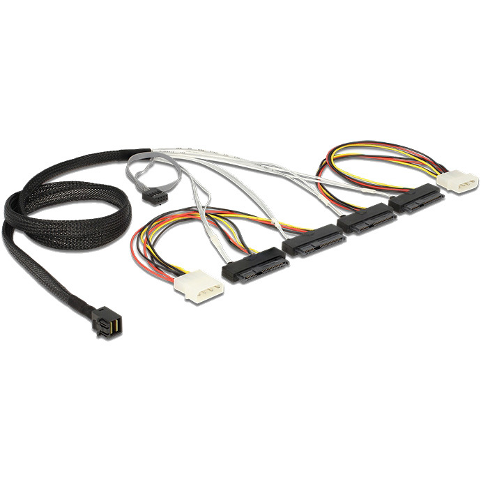 DeLOCK Mini SAS HD SFF-8643 > 4 x SAS SFF-8482 + power + Sideband Adapter
