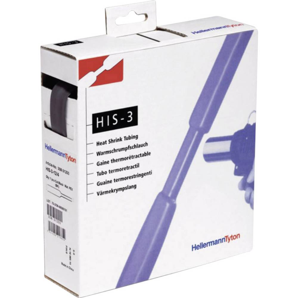 HellermannTyton 308-30150 Krimpkous zonder lijm Zwart 1.50 mm 0.50 mm Krimpverhouding:3:1 10 m