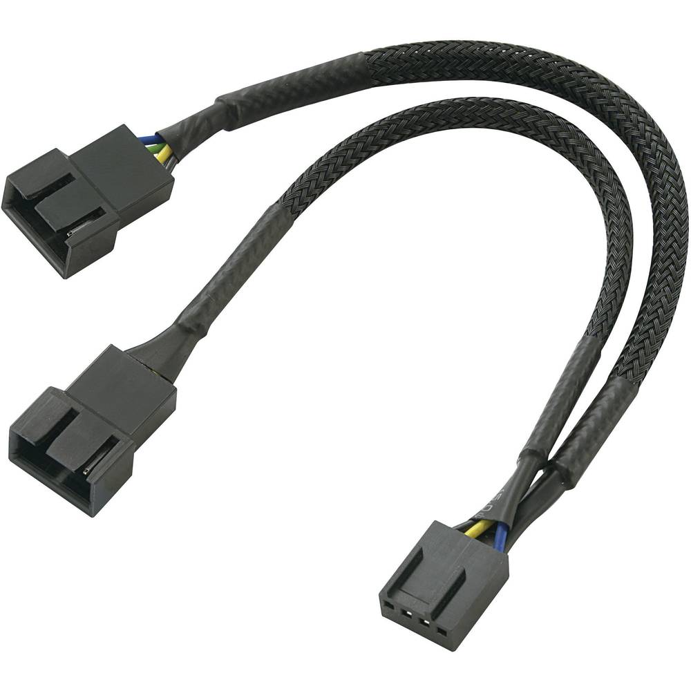 Akasa Y-kabel PC-ventilator [1x PC-ventilatorstekker 3-polig - 1x PC-ventilatorbus 4-polig] 0.15 m Zwart 