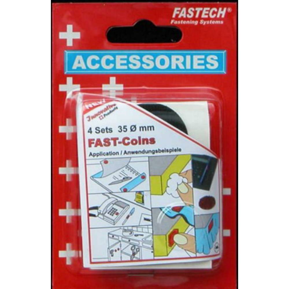 FASTECH 683-330 Klittenband punten Om vast te plakken Hotmelt Haak- en lusdeel (Ø) 35 mm Zwart 4 paar