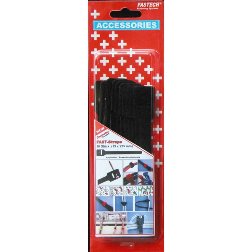 FASTECH 894-008 Klittenband kabelbinder Om te schroeven Haak- en lusdeel (l x b) 225 mm x 13 mm Zwart 10 stuk(s)
