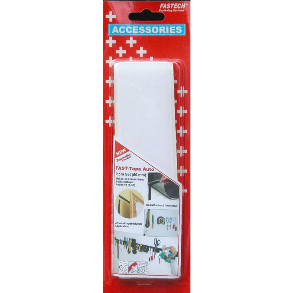 FASTECH 919-0000C Klittenband Om vast te plakken Hotmelt Haak- en lusdeel (l x b) 500 mm x 50 mm Wit 1 paar