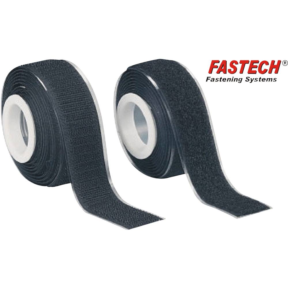 FASTECH 919-330 Klittenband Om vast te plakken Haak- en lusdeel (l x b) 2000 mm x 25 mm Zwart 1 paar