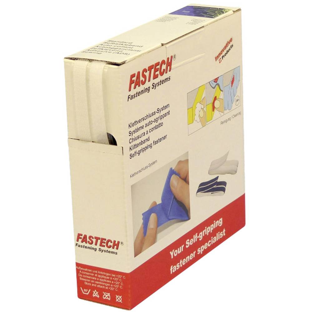 FASTECH B10-SKL000010 Klittenband Om vast te plakken Hotmelt Haak- en lusdeel (l x b) 10 m x 10 mm Wit 10 m