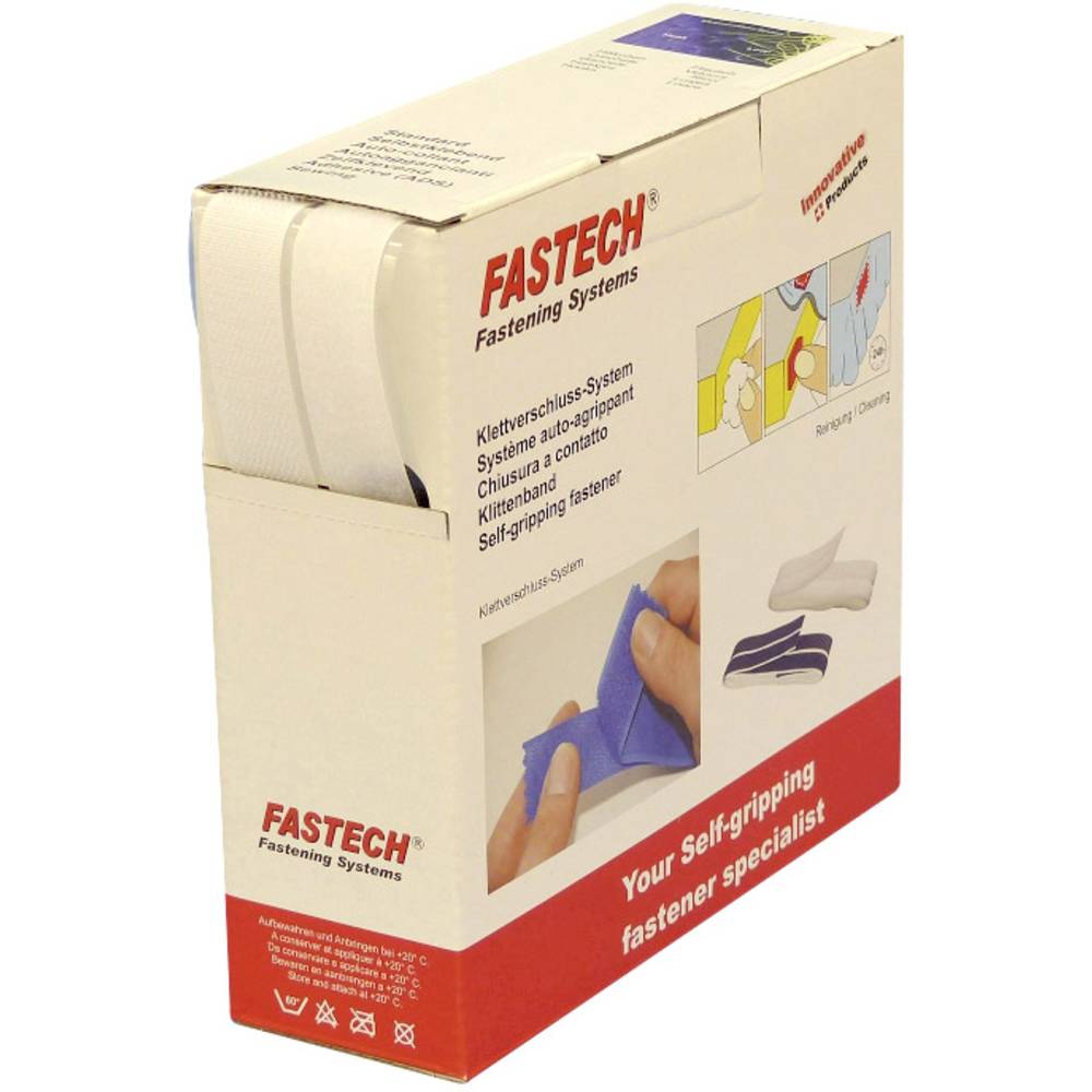 FASTECH B20-SKL000010 Klittenband Om vast te plakken Hotmelt Haak- en lusdeel (l x b) 10000 mm x 20 mm Wit 10 m