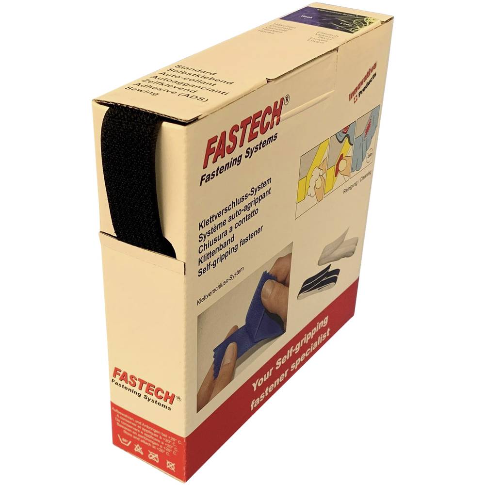 FASTECH B25-OMNI-999910 Klittenband Om op te naaien, Om te bundelen Haak- en lusdeel (l x b) 10 m x 25 mm Zwart 10 m