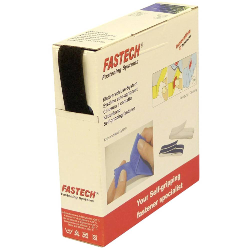 FASTECH B25-SKL02999910 Klittenband Om vast te plakken Hotmelt Lusdeel (l x b) 10 m x 25 mm Zwart 10 m