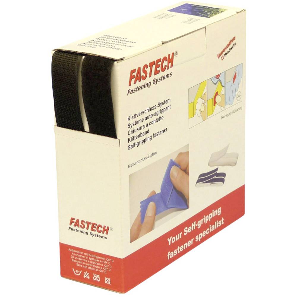 FASTECH B25-STD999910 Klittenband Om op te naaien Haak- en lusdeel (l x b) 10 m x 25 mm Zwart 10 m